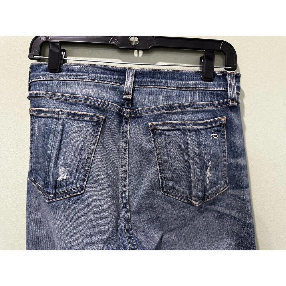 Rag & Bone Jeans Sz 27x 25” Inseam Frayed Hem Cropped High Rise Distressed Dark  - Picture 4 of 12